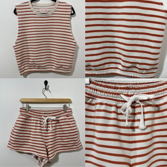American Eagle Striped Short/Tank Matching Lounge Set [size M] - Picture 1 of 10